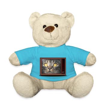 Cat on TV - Teddy Bear - atoll blue - Front