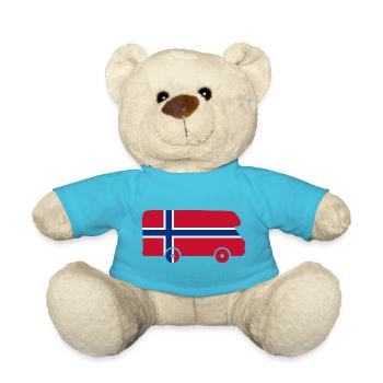 Wohnmobil Norwegen Reise Urlaub Camper Aufkleber - Teddy - Atollblau - Vorne