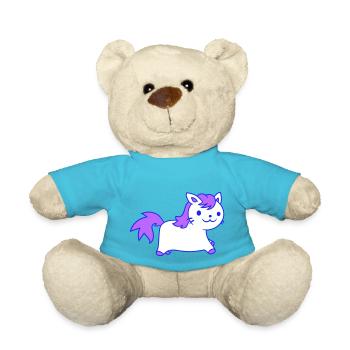 Kleine Pony Katze Gesicht Pferdchen Pferd Reitet - Teddy - Atollblau - Vorne