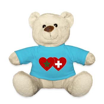 Maroc Suisse Drapeau Coeur - Nounours - bleu outremer - Devant