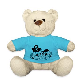 Zwei Oktopus Pirat Segel Crew Kapitän 2 Freibeuter - Teddy - Atollblau - Vorne