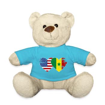 USA Senegal Flagge Herz used - Teddy - Atollblau - Vorne