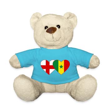 England Senegal Flag Hands Heart Shape - Teddy Bear - atoll blue - Front