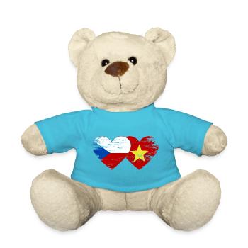 République tchèque Vietnam drapeau coeur utilisé - Nounours - bleu outremer - Devant