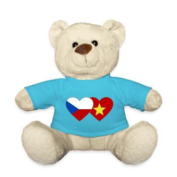 République tchèque Vietnam Drapeau Coeur - Nounours - bleu outremer - Devant