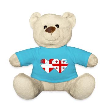 Dänemark Georgien Flagge Herz used - Teddy - Atollblau - Vorne