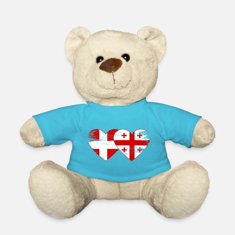 Denmark Georgia flag heart used - Teddy Bear - atoll blue