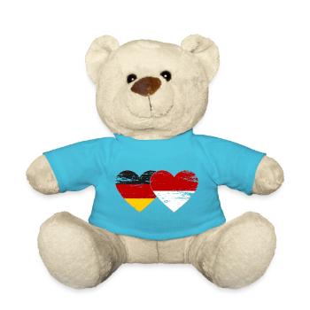 Allemagne Indonésie Drapeau Coeur - Nounours - bleu outremer - Devant