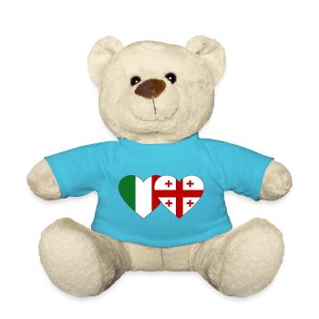 Drapeau du cœur de l’Italie et de la Géorgie - Nounours - bleu outremer - Devant