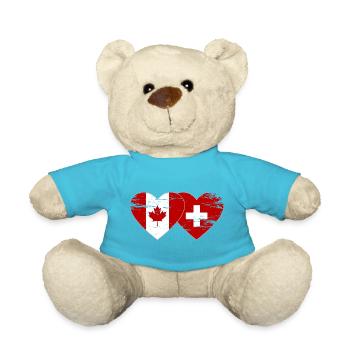 Cœur du drapeau Canada Suisse utilisé - Nounours - bleu outremer - Devant