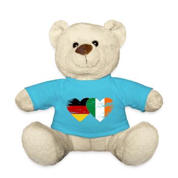 Germany Ireland Flag Heart used - Teddy Bear - atoll blue - Front
