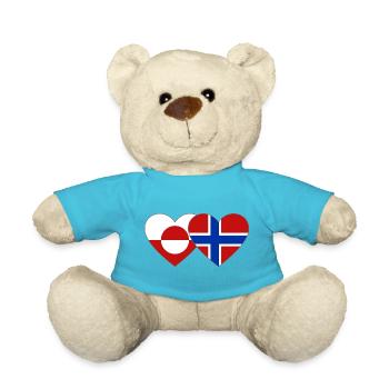 Drapeau du Groenland, Norvège, mains, forme de cœur - Nounours - bleu outremer - Devant