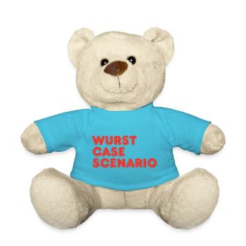 Wurst Case Scenario Funny Sausage BBQ Pun - Teddy Bear - atoll blue - Front