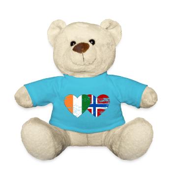 Côte d'Ivoire Norway Flag Heart used - Teddy Bear - atoll blue - Front