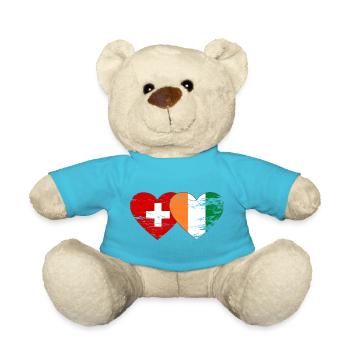 Schweiz Elfenbeinküste Flagge Herz used - Teddy - Atollblau - Vorne