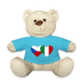 Cœur du drapeau italien de la République tchèque - Nounours - bleu outremer - Devant