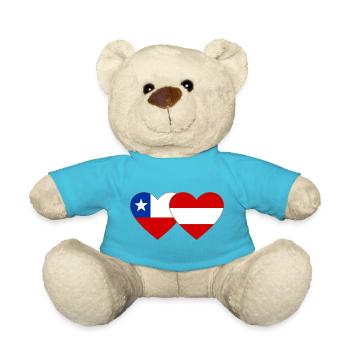 Chile Austria Flags Heart - Teddy Bear - atoll blue - Front
