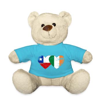 Chile Ireland flag heart used - Teddy Bear - atoll blue - Front