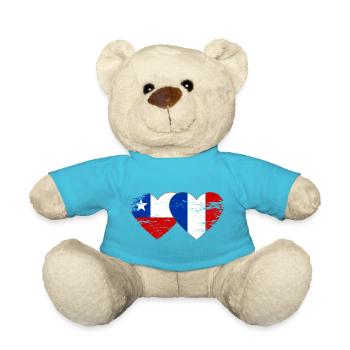 Chile France flag heart used - Teddy Bear - atoll blue - Front