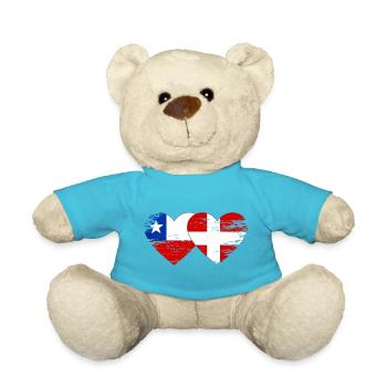 Chile Dänemark Flagge Herz used - Teddy - Atollblau - Vorne
