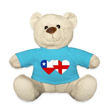 Chile England Flag Heart - Teddy Bear - atoll blue - Front