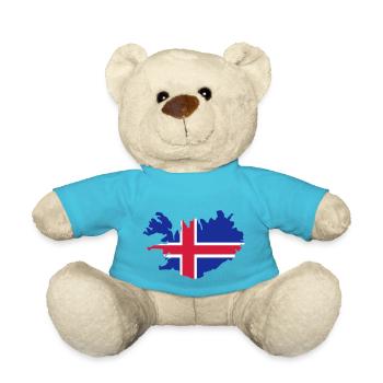 Iceland Island Flag map - Teddy Bear - atoll blue - Front