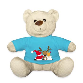 Des personnalités de Noël serrées par derrière avec des bras - Nounours - bleu outremer - Devant