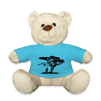 silhouette tree africa savanna lonely sad long - Teddy Bear - atoll blue - Front