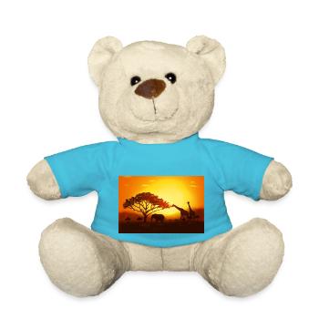 Südafrika Sonnenuntergang mit Elefant, Giraffen - Teddy - Atollblau - Vorne