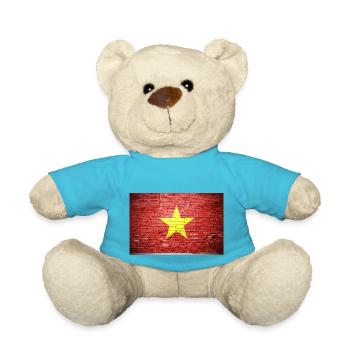 Vietnam Vietnamese Flag Graffiti on Brick Wall - Teddy - Atollblau - Vorne