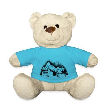 Caravan - Adventure - Camping - Clamping - Car - Teddy Bear - atoll blue - Front