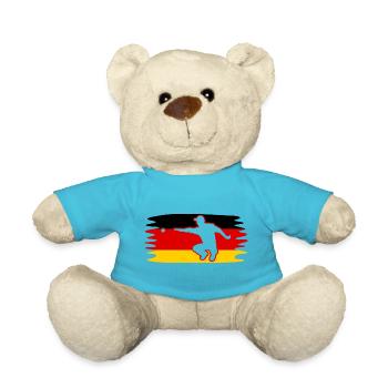 Deutschland Fahne Boule Spieler Pétanque - Teddy - Atollblau - Vorne