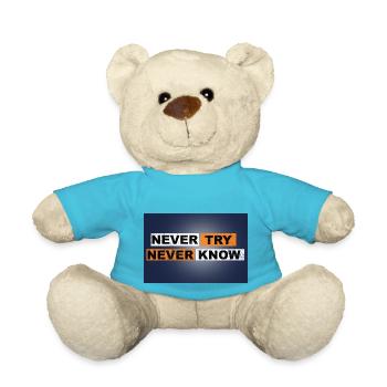 Never Try never know Motivation Quote Wand - Teddy - Atollblau - Vorne