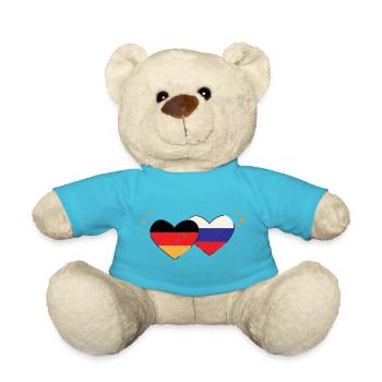 I love Russia Germany flags hearts - Teddy Bear - atoll blue - Front