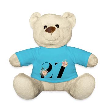 27th Anniversary Flowers (Gift of 27 years) - Teddy Bear - atoll blue - Front