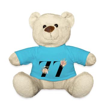 77th Anniversary Flowers (Gift of 77 years) - Teddy Bear - atoll blue - Front
