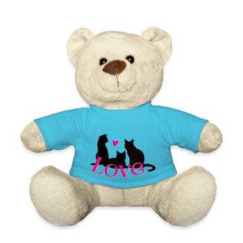 Love Cats with heart - for cat lovers - Teddy Bear - atoll blue - Front