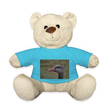 Gans verwirrt - witziger Spruch - Teddy - Atollblau - Vorne