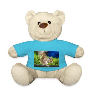 Eating Grey squirrel Grauhörnchen Sciurus carolin - Teddy Bear - atoll blue - Front