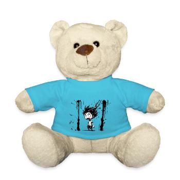 Cartoon kleiner Monster Junge Tintenschriftzeichen - Teddy - Atollblau - Vorne