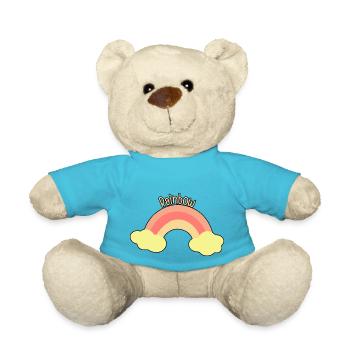 Pastellfarbener Regenbogen mit Wolken - Teddy - Atollblau - Vorne