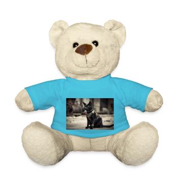 Cat Black - Teddy Bear - atoll blue - Front