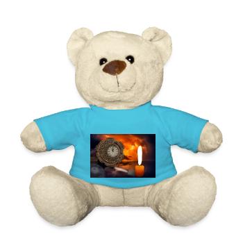 A clock illuminated by candles. - Teddy Bear - atoll blue - Front