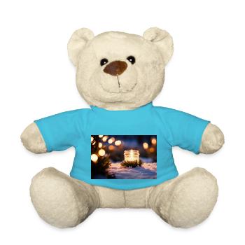Glaskerze im Schnee - Teddy - Atollblau - Vorne