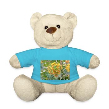 blooming colorful Wolfsmilch (Euphorbia) flower - Teddy Bear - atoll blue - Front