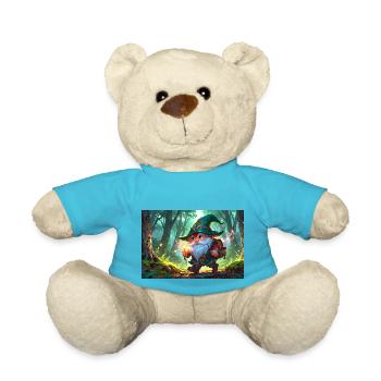 Abenteurer-Gnom Zwerg im verzauberten Fantasy Wald - Teddy - Atollblau - Vorne