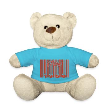 Vintage 1950's Born In 1950 75 Years Bar Code Anniversai - Teddy Bear - atoll blue - Front