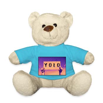 Sign - YOLO - Teddy Bear - atoll blue - Front