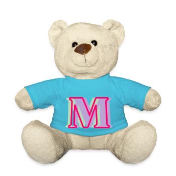 Mehrfarbiger Buchstabe m - Teddy - Atollblau - Vorne