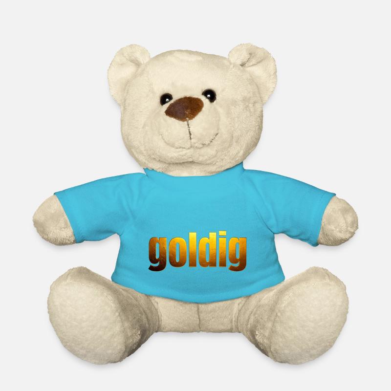 goldene Schrift goldig - Teddy - Atollblau